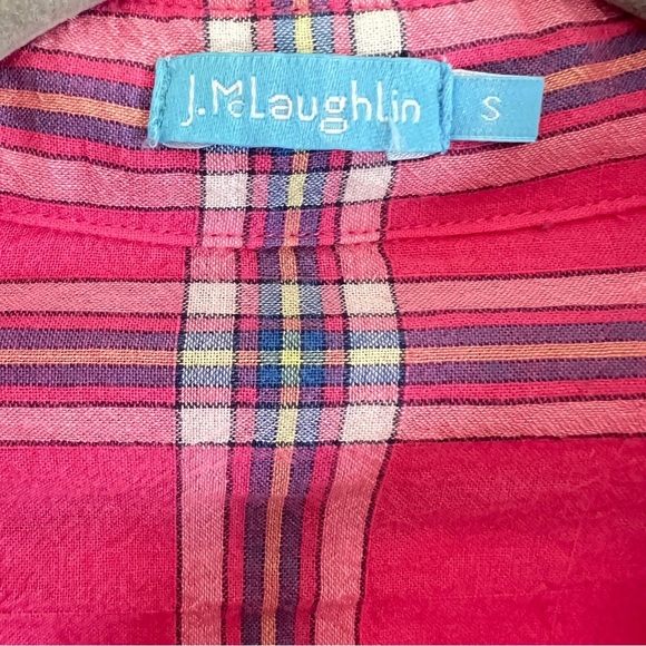 J. McLaughlin Pink plaid Long Sleeve Cotton blend Collar Shirt S - Picture 5 of 8